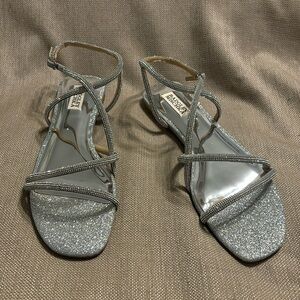 Badgley Mischka Silver Glitter Flats